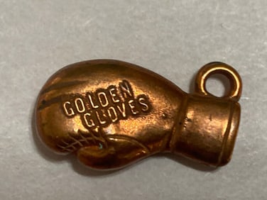 Antique Golden Gloves Boxing Pendant