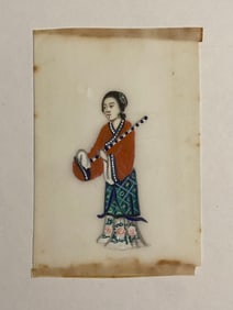 Antique Chinese Gouache Pith Water Color Painting