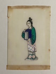 Antique Chinese Gouache Pith Water Color Painting