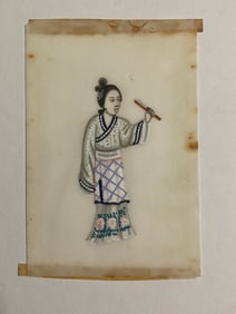 Antique Chinese Gouache Pith Water Color Painting