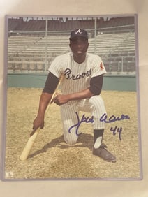 Hank Aaron Autographed Photo PSA COA