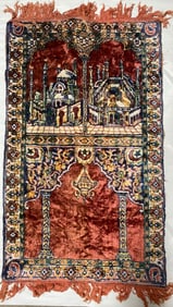 Antique Islam Turkish Pictorial Prayer Rug