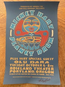 Mickey Hart Signed 1998 Planet Drum Concert Poster