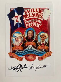 Willie Nelson Signed 4th of July Concert Postcard