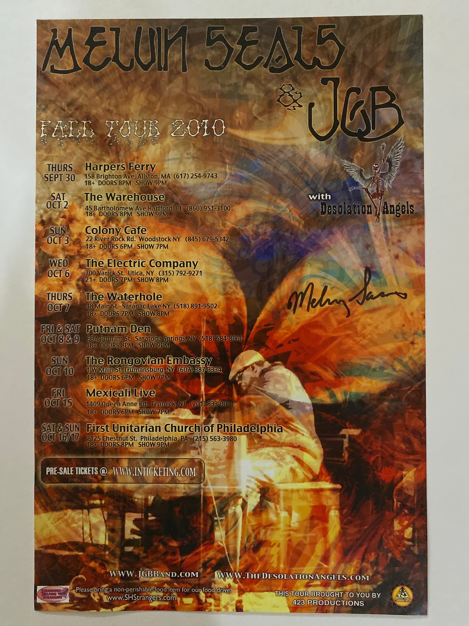 Melvin Seals Signed Jerry Garcia Band 2010 Tour Poster (1 of 2)