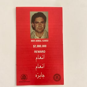 Mir Aimal Kansi Wanted Flyer from 9/11 Afghanistan War