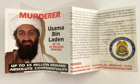 Osama Bin Laden Wanted Flyer from 9/11 Afghanistan War