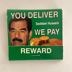 Saddam Hussein Wanted Reward Matchbook from Iraq War