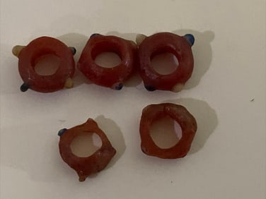 Ancient Carthaginian Stratified Knobbed Eye Glass Beads, 3rd-1st Century BC