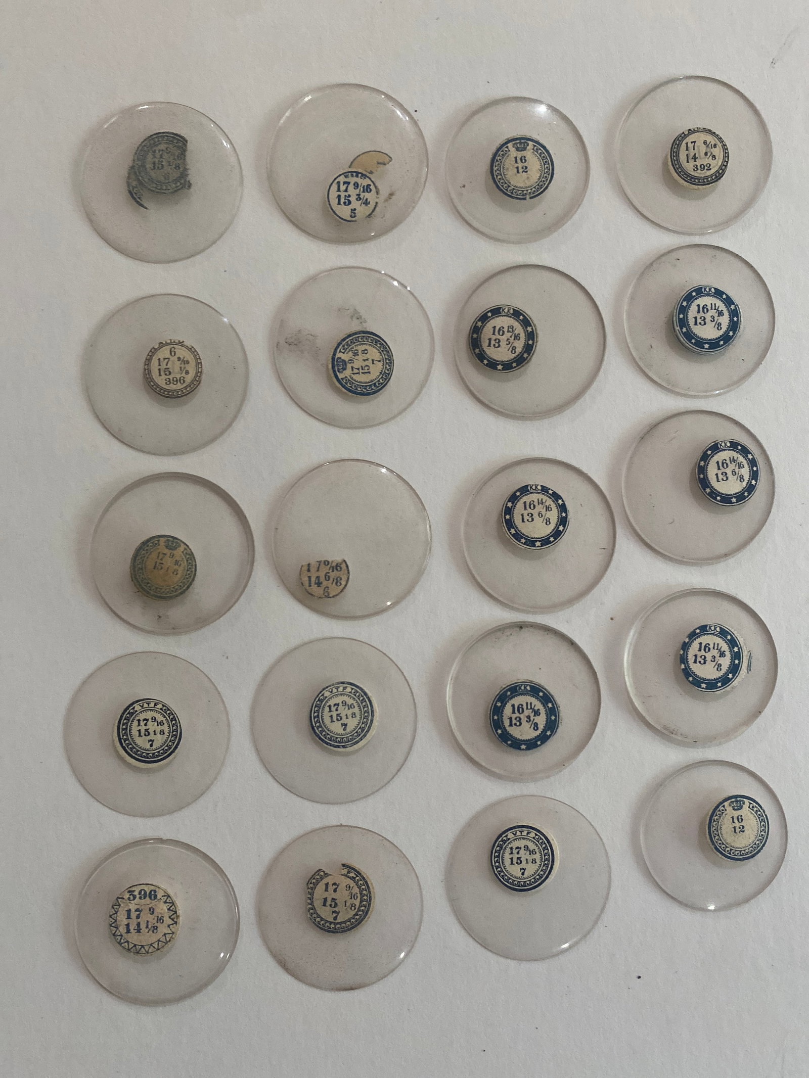 Antique Pocket Watch Replacement Crystals (20): Free of chips and scratches. Please see pics for size