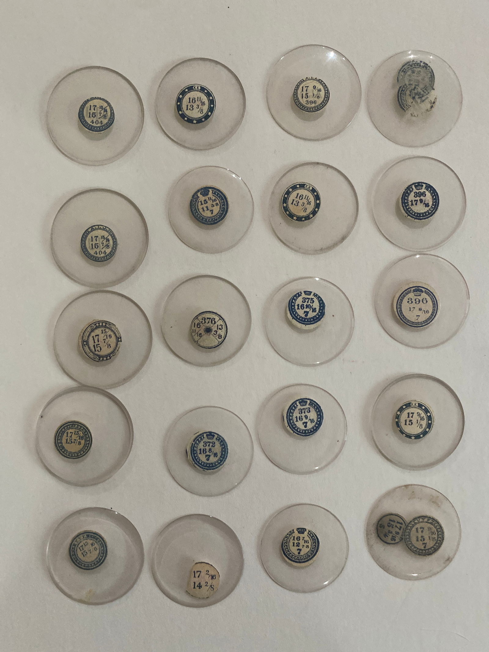 Antique Pocket Watch Replacement Crystals (20): Free of chips and scratches. Please see pics for size