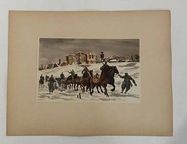 World War 2 German Army Water Color Print