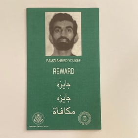 Ramzi Ahmed Yousef Wanted Flyer from 9/11 Afghanistan War