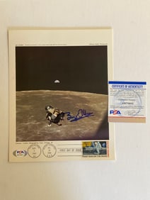 Buzz Aldrin Astronaut Autographed Photo 1st Day Cover PSA