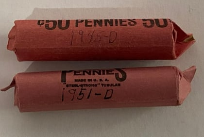1945D & 1951D Unsearched Wheat Penny Roll