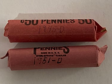 1951D & 1945D Unsearched Wheat Penny Roll