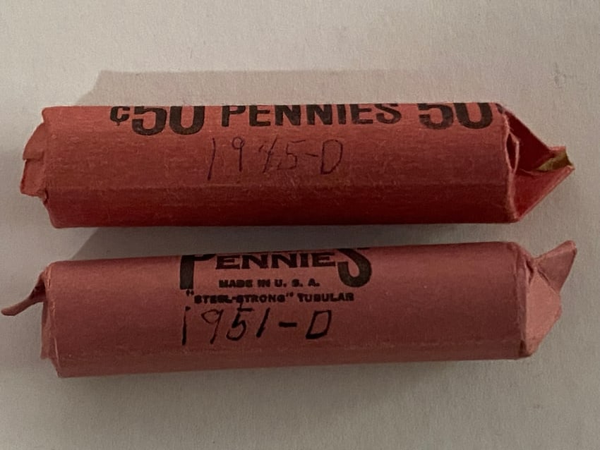 1951D & 1945D Unsearched Wheat Penny Roll (1 of 1)