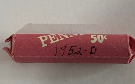 1952D Unsearched Lincoln Wheat Penny Roll