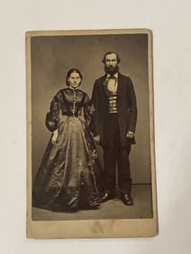 Civil War Era Tin Type Photograph with George Washington 2 cent stamp