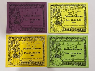 Grateful Dead 1987 Concert Tour Fan Art Afterparty Cards (4)