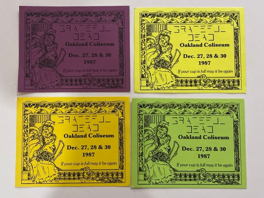 Grateful Dead 1987 Concert Tour Fan Art Afterparty Cards (4) (1 of 2)