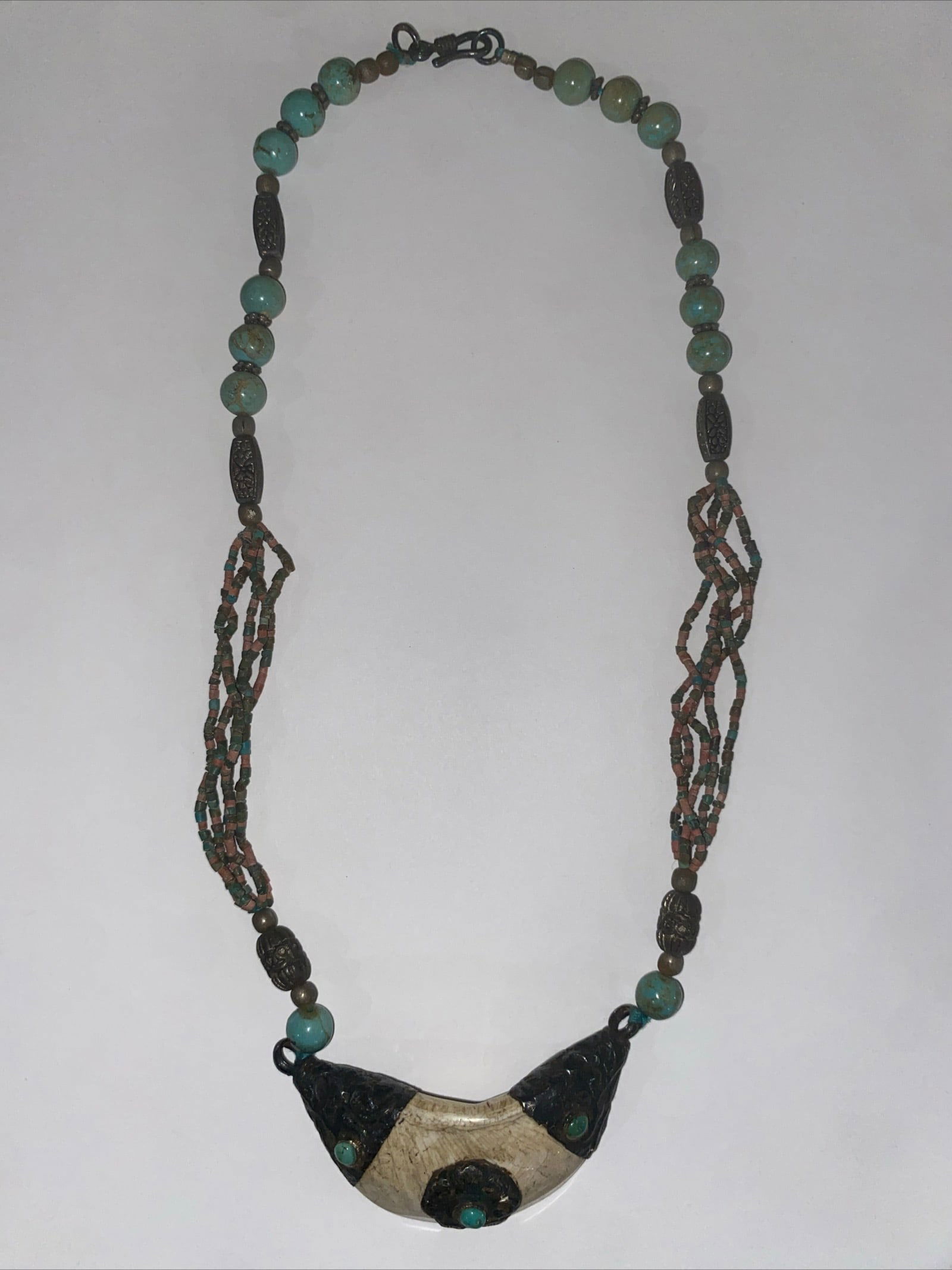 Antique Traditional Himalayan Tibetan Ethnic Tribal Silver Necklace (1 of 3)