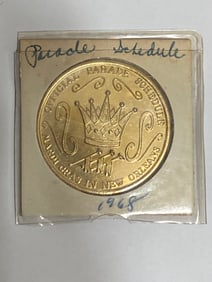 1968 Mardi Gras Parade Schedule Token