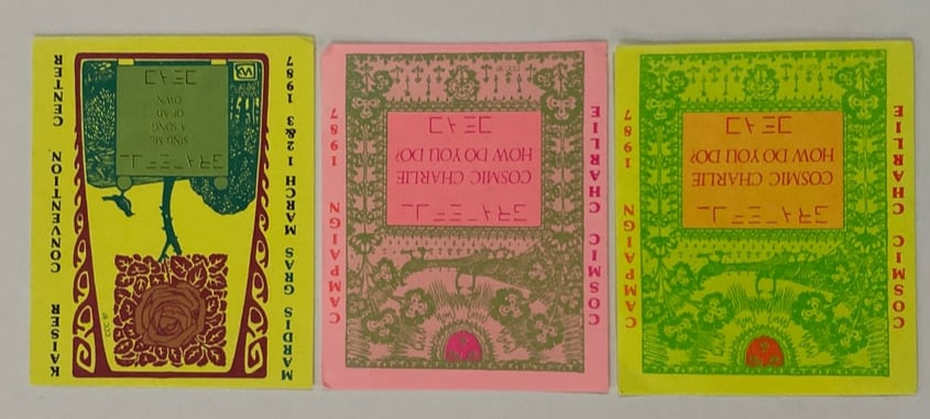 Grateful Dead 1987 Mardis Gras Fan Art Afterparty Pass Sticker (1 of 2)