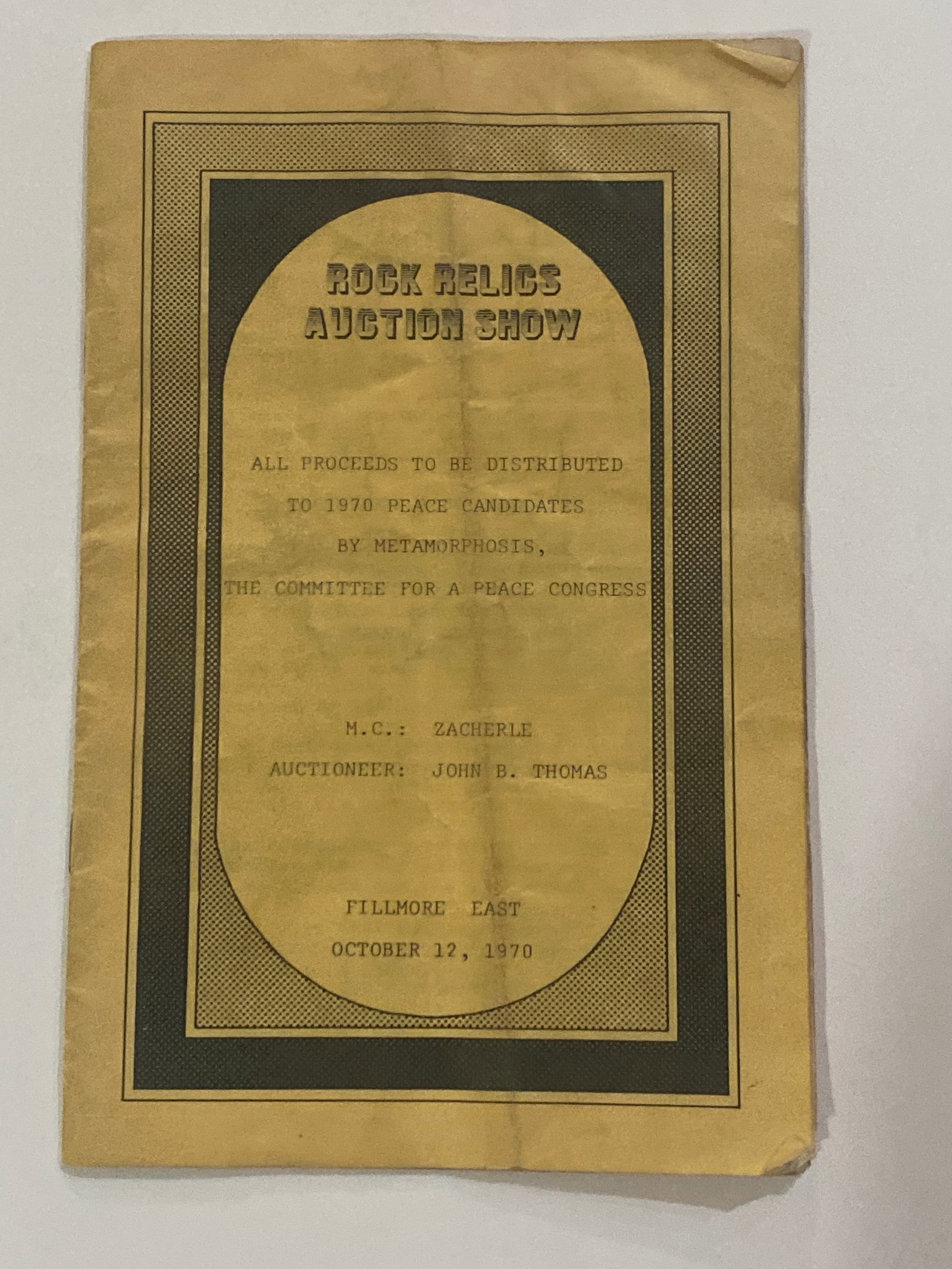 Rare 1970 Filmore East 1st Rock Auction Catalog: Rare 1970 Fillmore East 1st Rock Auction Catalog – a true piece of rock and roll history from the legendary Fillmore East, the iconic New York City venue that hosted some of the greatest performance
