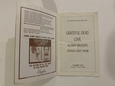 Grateful Dead 1970 Filmore East Program