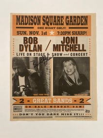 Bob Dylan Autographed Joni Mitchell Concert Poster