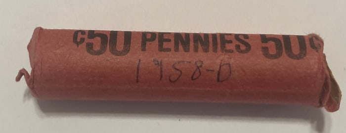 1958D Unsearched Wheat Penny Roll