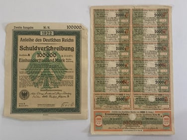 1922 German Anleihe Des Deutfchen Reichs
