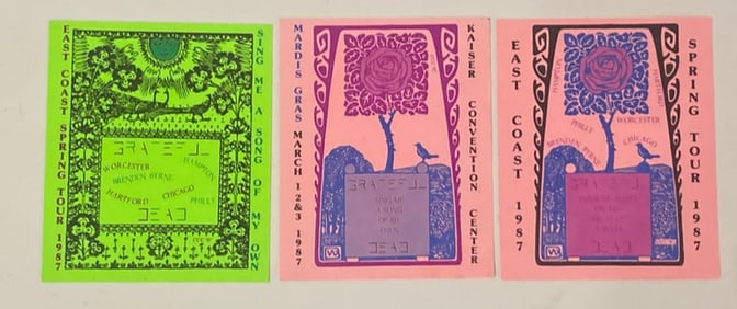 Grateful Dead 1987 Concert Tour Fan Art Afterparty Cards (3)
