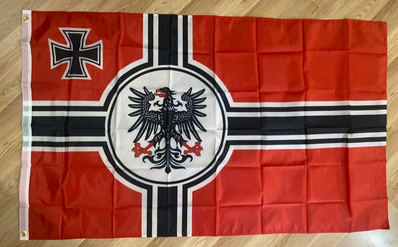 WW2 German Empire DK Reich Flag: This World War II-era German Empire DK Reich flag measures approximately 3x5 feet and is a significant piece of historical memorabilia. Featuring bold, vibrant colors and the iconic design associated