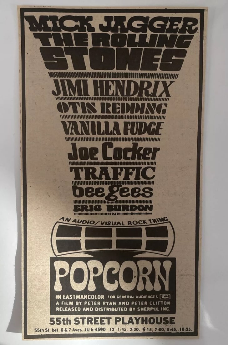 Jimi Hendrix Rolling Stones 1969 Concert Ad (1 of 1)