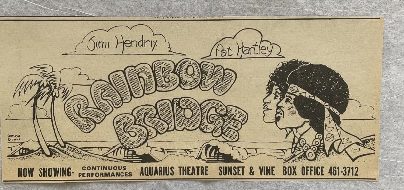 Jimi Hendrix 1971 Rainbow Bridge Concert Ad (1 of 1)
