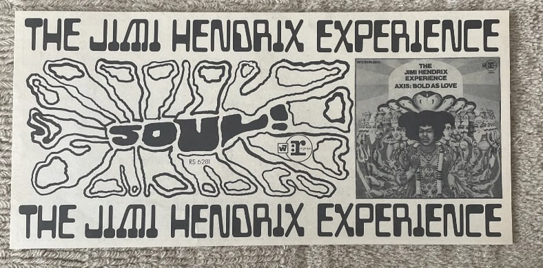 Jimi Hendrix 1968 Axis Bold As Love Promotional Ad 1st Printing (1 of 1)