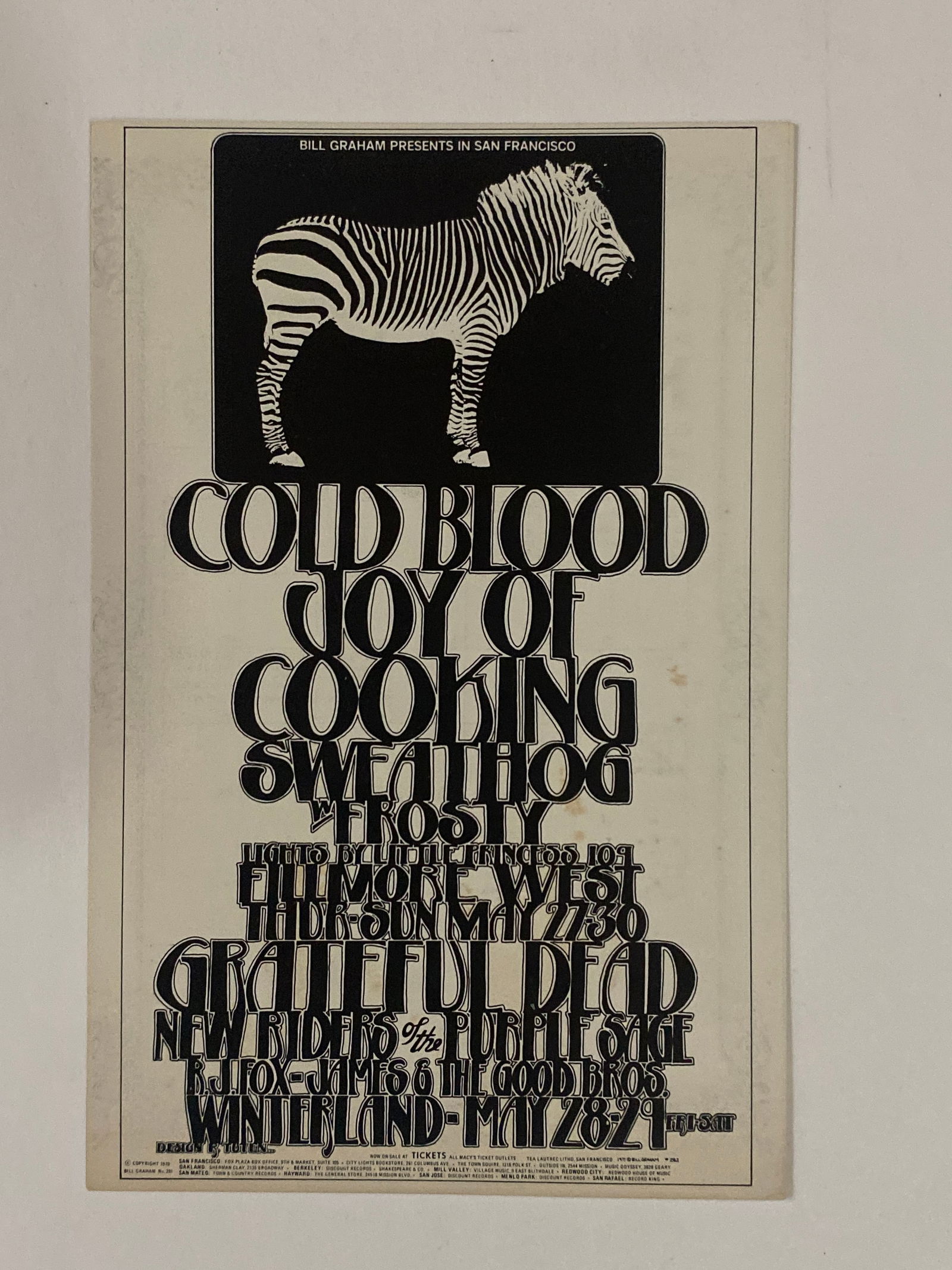 Grateful Dead 1970 Filmore Concert Flyer 1st Printing (1 of 2)
