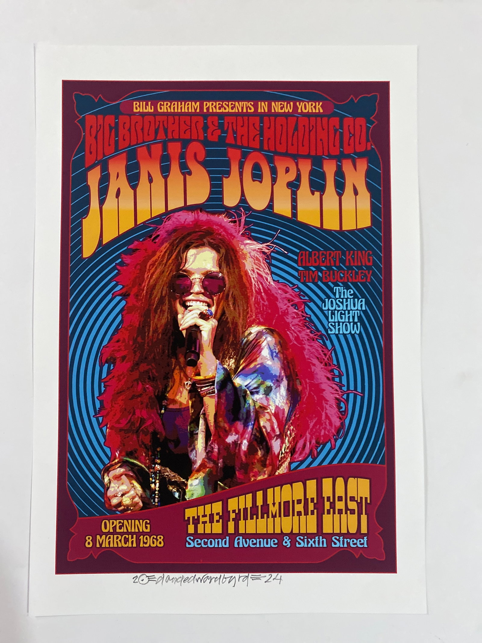 Janis Joplin David Byrd Filmore East Concert Poster Artist Proof Signed (1 of 1)