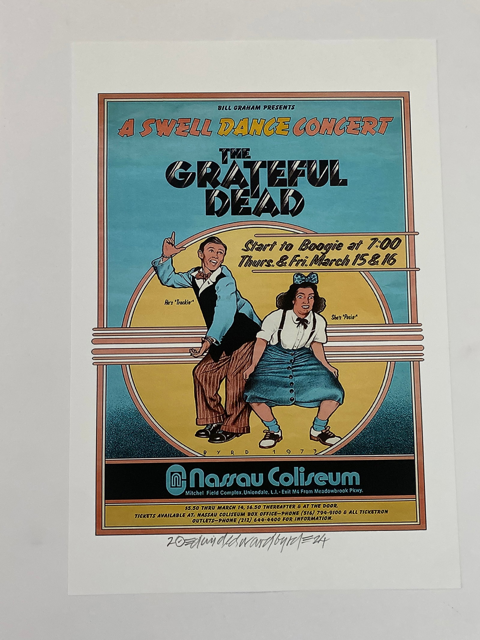 Grateful Dead David Byrd Filmore East Concert Poster Artist Proof Signed (1 of 1)
