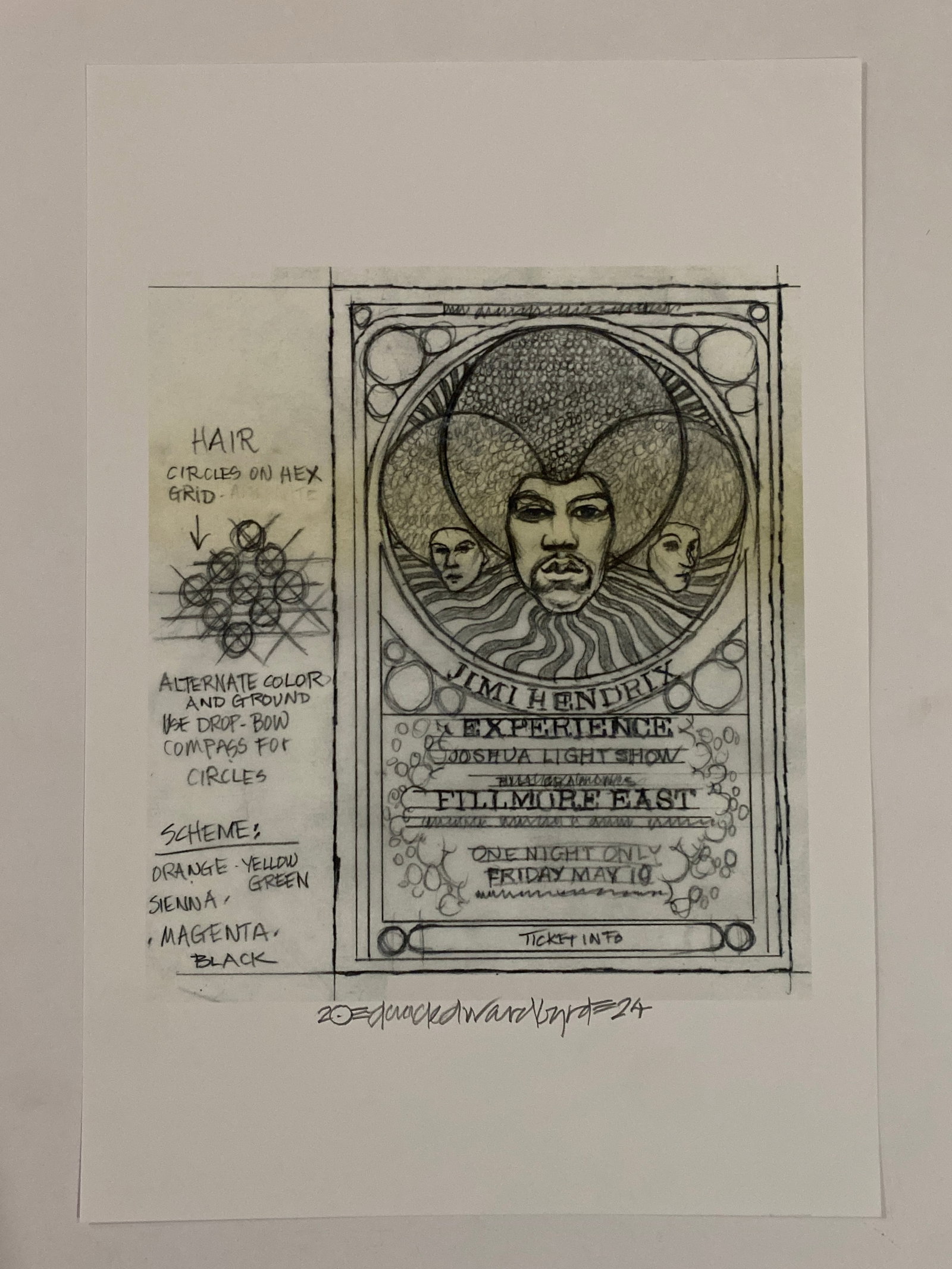 Jimi Hendrix David Byrd Filmore East Concert Poster Artist Proof Signed (1 of 1)