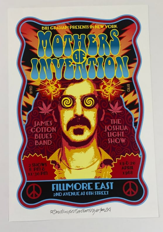 Frank Zappa David Byrd Filmore East Concert Poster Artist Proof Signed (1 of 1)