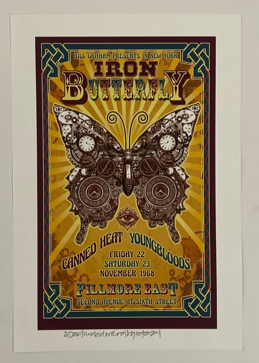 Iron Butterfly David Byrd Filmore East Concert Poster Artist Proof Signed (1 of 1)