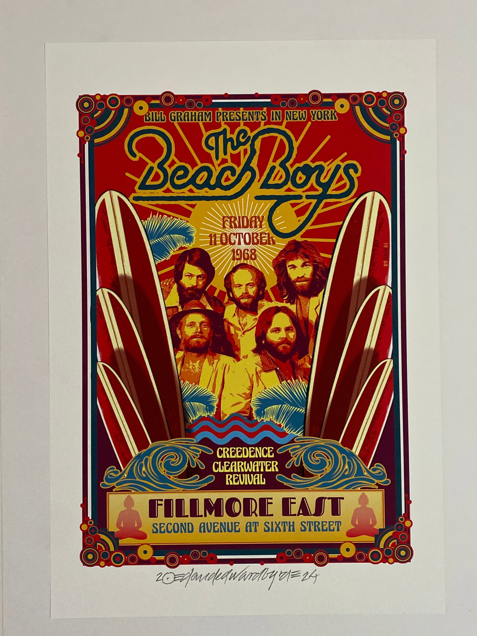 The Beach Boys David Byrd Filmore East Concert Poster Artist Proof Signed (1 of 1)
