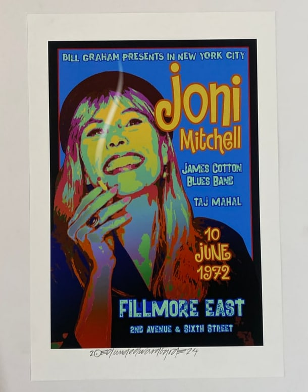 Joni Mitchell David Byrd Filmore East Concert Poster Artist Proof Signed (1 of 1)