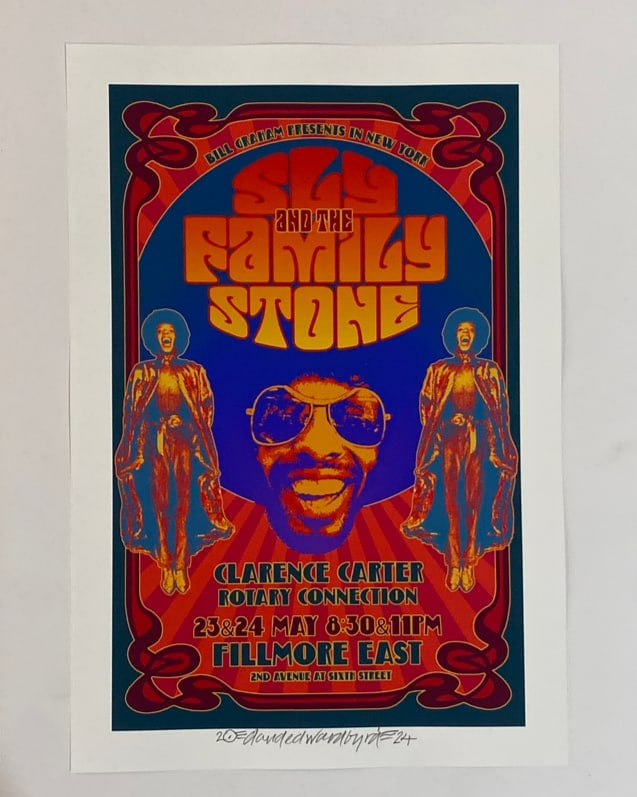 Sly and the Family Stone David Byrd Filmore East Concert Poster Artist Proof Signed (1 of 1)