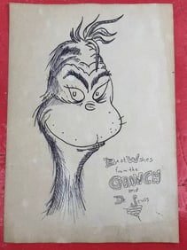 Dr. Seuss Orginal Drawing and Autograph