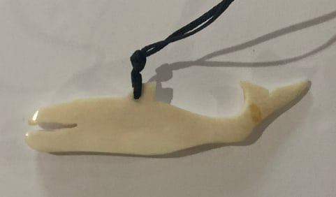 Antique Inuit Walrus Tusk Whale Pendant