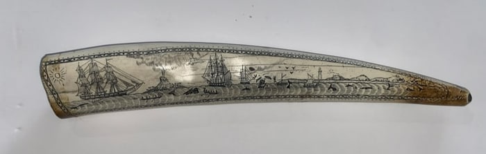 Vintage Resin Tusk Scrimshaw
